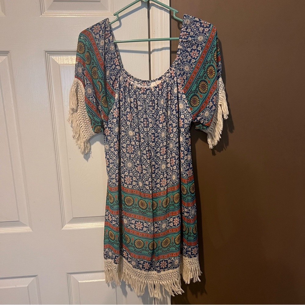 Black Bead Bohemian Fringe Dress